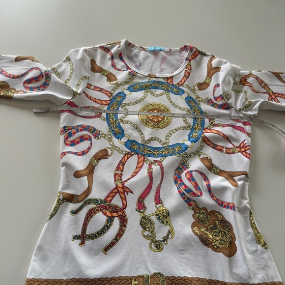 J. McLaughlin-Catalina Cloth-Printed-3/4 Sleeve-White-Colorful-Top-Size XS - Picture 4 of 9
